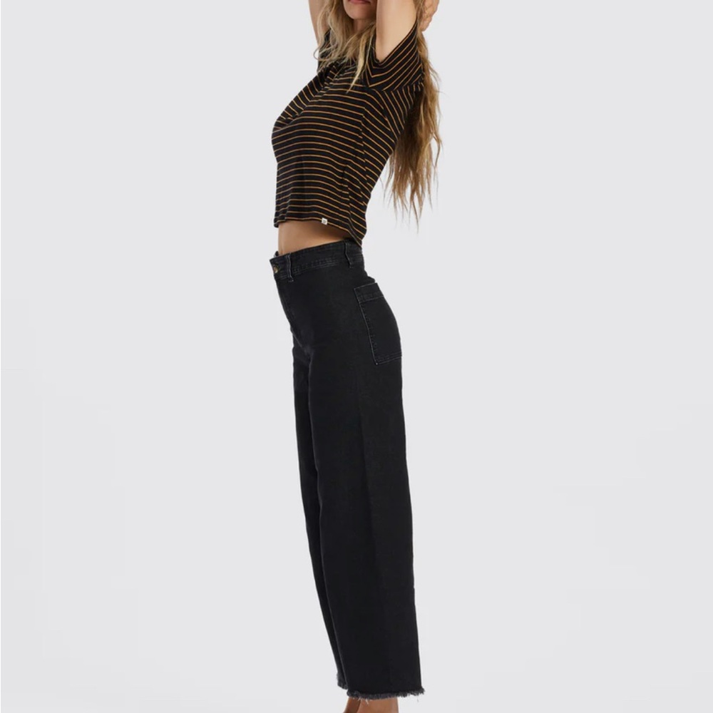 Billabong Women’s Freefall Pants Washed Black Wide Leg 25